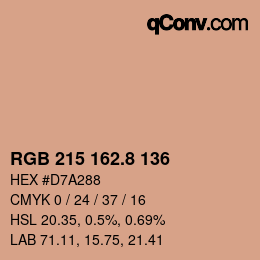 カラーコード: RGB 215 162.8 136 | qconv.com