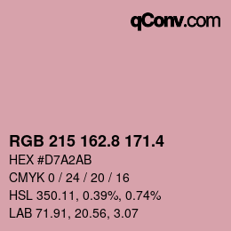 カラーコード: RGB 215 162.8 171.4 | qconv.com