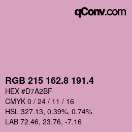 カラーコード: RGB 215 162.8 191.4 | qconv.com