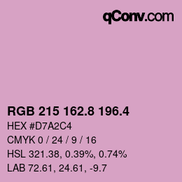 カラーコード: RGB 215 162.8 196.4 | qconv.com