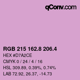 カラーコード: RGB 215 162.8 206.4 | qconv.com