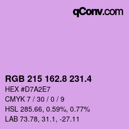 カラーコード: RGB 215 162.8 231.4 | qconv.com