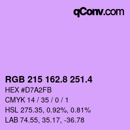 カラーコード: RGB 215 162.8 251.4 | qconv.com