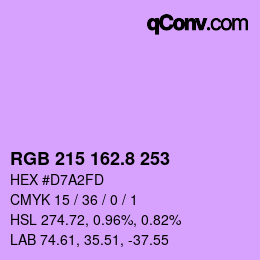 カラーコード: RGB 215 162.8 253 | qconv.com