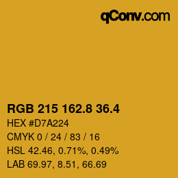 カラーコード: RGB 215 162.8 36.4 | qconv.com
