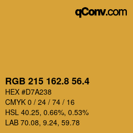 カラーコード: RGB 215 162.8 56.4 | qconv.com