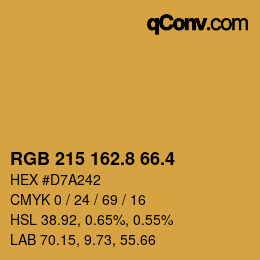 カラーコード: RGB 215 162.8 66.4 | qconv.com