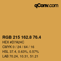 カラーコード: RGB 215 162.8 76.4 | qconv.com