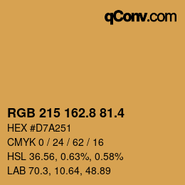 カラーコード: RGB 215 162.8 81.4 | qconv.com