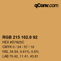 カラーコード: RGB 215 162.8 92 | qconv.com