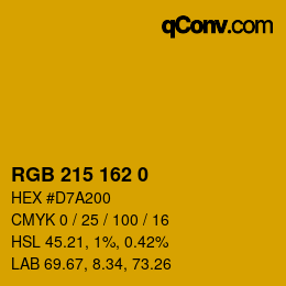 カラーコード: RGB 215 162 0 | qconv.com
