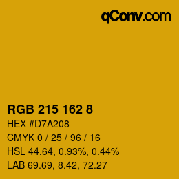 カラーコード: RGB 215 162 8 | qconv.com