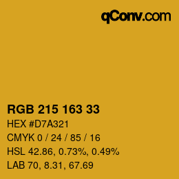 カラーコード: RGB 215 163 33 | qconv.com
