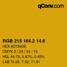 カラーコード: RGB 215 164.2 14.6 | qconv.com
