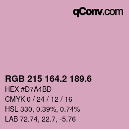 カラーコード: RGB 215 164.2 189.6 | qconv.com