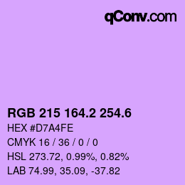 カラーコード: RGB 215 164.2 254.6 | qconv.com