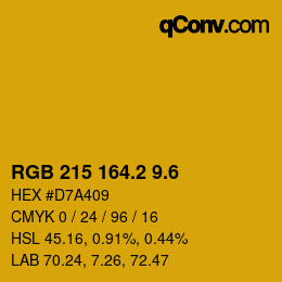 カラーコード: RGB 215 164.2 9.6 | qconv.com
