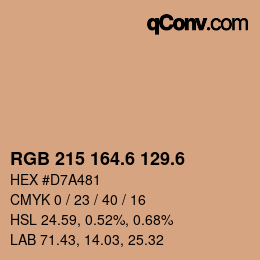 カラーコード: RGB 215 164.6 129.6 | qconv.com