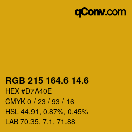 カラーコード: RGB 215 164.6 14.6 | qconv.com