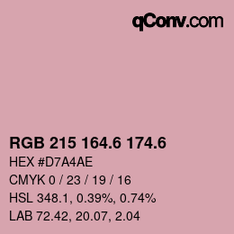 カラーコード: RGB 215 164.6 174.6 | qconv.com