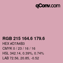 カラーコード: RGB 215 164.6 179.6 | qconv.com