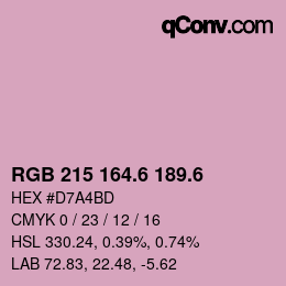 カラーコード: RGB 215 164.6 189.6 | qconv.com