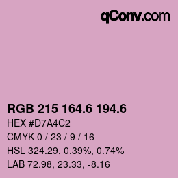 カラーコード: RGB 215 164.6 194.6 | qconv.com