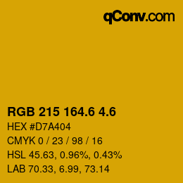 カラーコード: RGB 215 164.6 4.6 | qconv.com