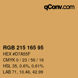 颜色代码: RGB 215 165 95 | qconv.com