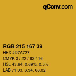 カラーコード: RGB 215 167 39 | qconv.com