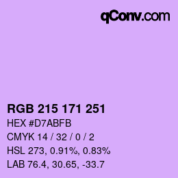 カラーコード: RGB 215 171 251 | qconv.com