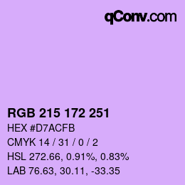 カラーコード: RGB 215 172 251 | qconv.com