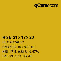 Color code: RGB 215 175 23 | qconv.com