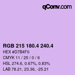 カラーコード: RGB 215 180.4 240.4 | qconv.com