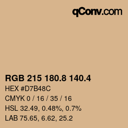 カラーコード: RGB 215 180.8 140.4 | qconv.com