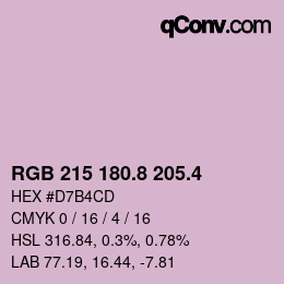 カラーコード: RGB 215 180.8 205.4 | qconv.com