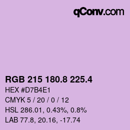 カラーコード: RGB 215 180.8 225.4 | qconv.com