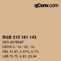 Color code: RGB 215 181 143 | qconv.com