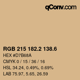 カラーコード: RGB 215 182.2 138.6 | qconv.com