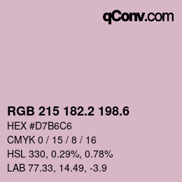 カラーコード: RGB 215 182.2 198.6 | qconv.com