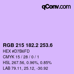 カラーコード: RGB 215 182.2 253.6 | qconv.com