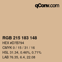 颜色代码: RGB 215 183 148 | qconv.com