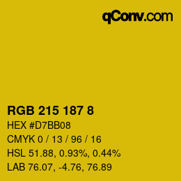 Color code: RGB 215 187 8 | qconv.com