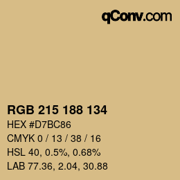 Código de color: RGB 215 188 134 | qconv.com