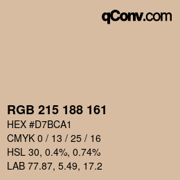 Color code: RGB 215 188 161 | qconv.com