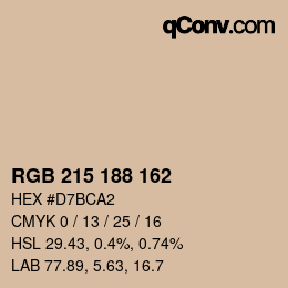 Color code: RGB 215 188 162 | qconv.com
