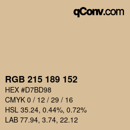 颜色代码: RGB 215 189 152 | qconv.com