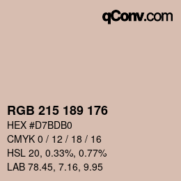 Color code: RGB 215 189 176 | qconv.com