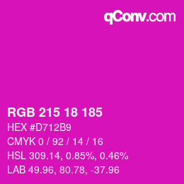 Color code: RGB 215 18 185 | qconv.com