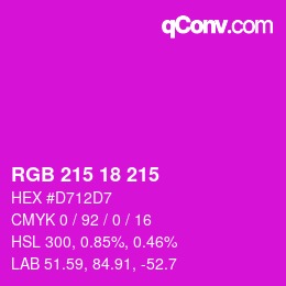 カラーコード: RGB 215 18 215 | qconv.com